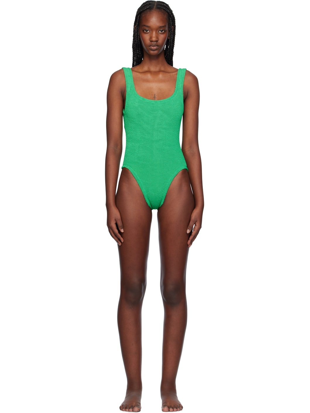 Green Square Neck Swimsuit - 1