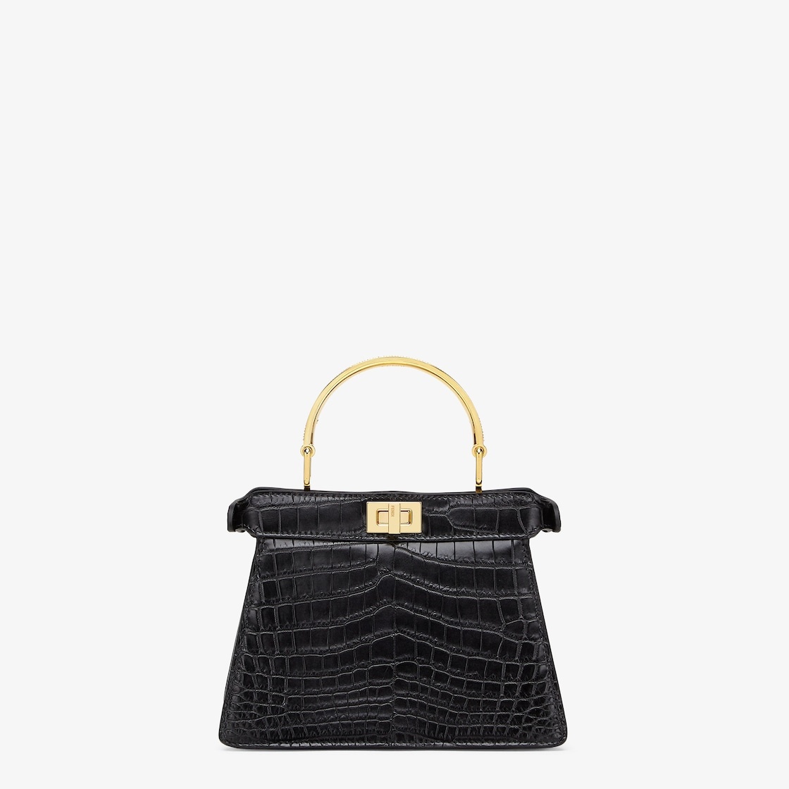 Iconic Peekaboo ISeeU bag in an ideal, compact size. Made of exquisite black crocodile leather and e - 3