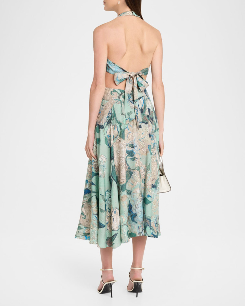 Floral-Print Cutout Halter Midi Dress 3