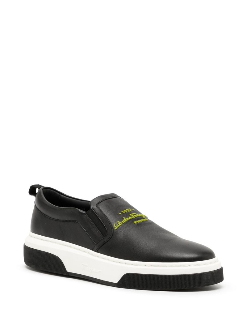 FERRAGAMO Cassina embossed-logo sneakers outlook