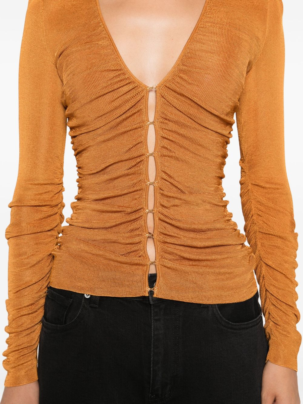 V-neck gathered top - 5