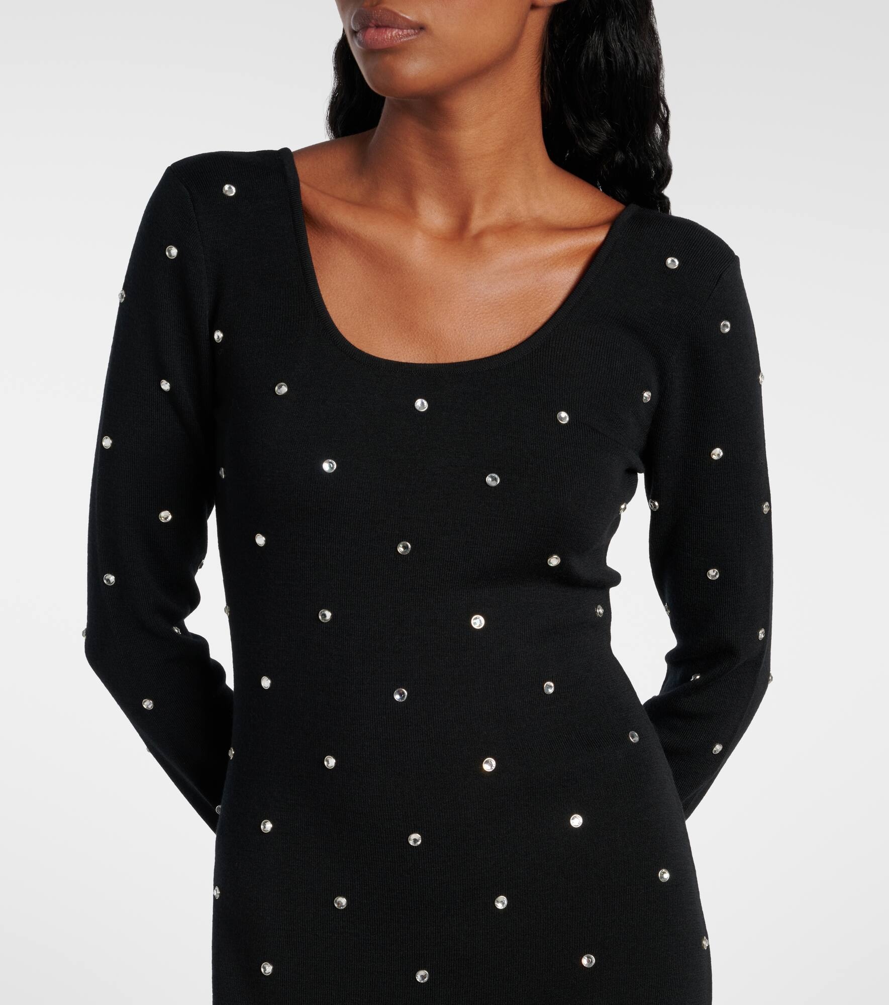 Crystal-embellished virgin wool midi dress - 4