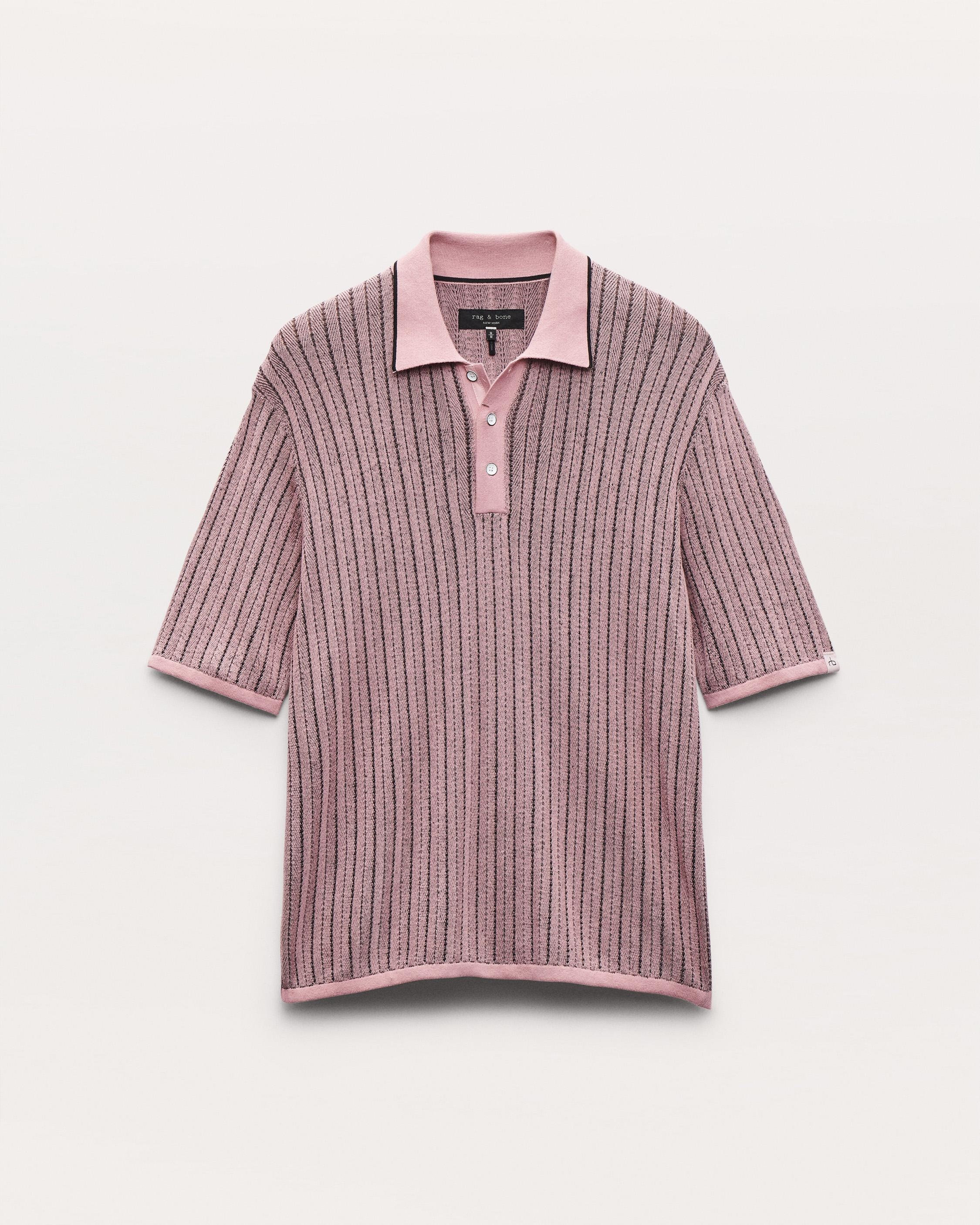 Harvey Striped Knit Polo Shirt - 2