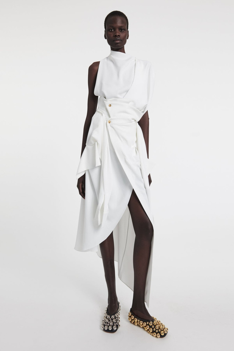 DECONSTRUCTED SHIRT SKIRT WITH SLEEVE BELT WHITE 3