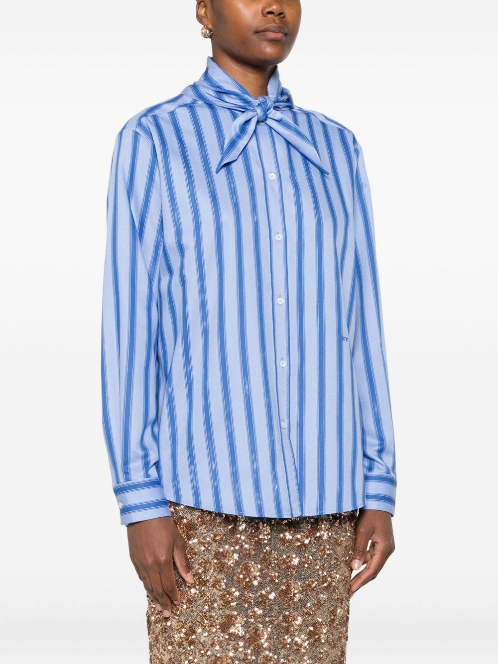 embroidered-logo stripe-pattern shirt - 3