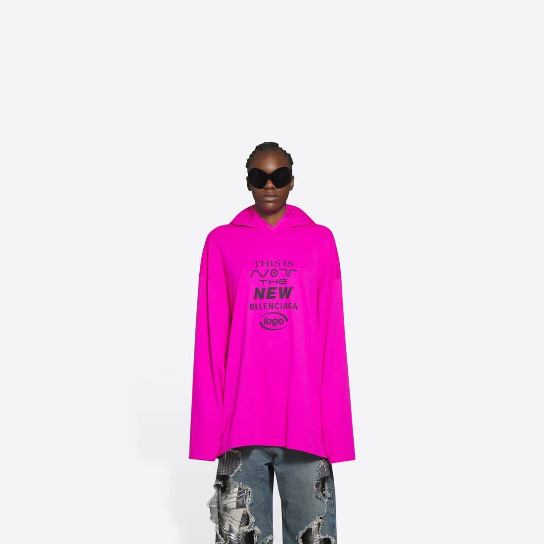 This Is Not Hooded T-shirt in Pink - 3