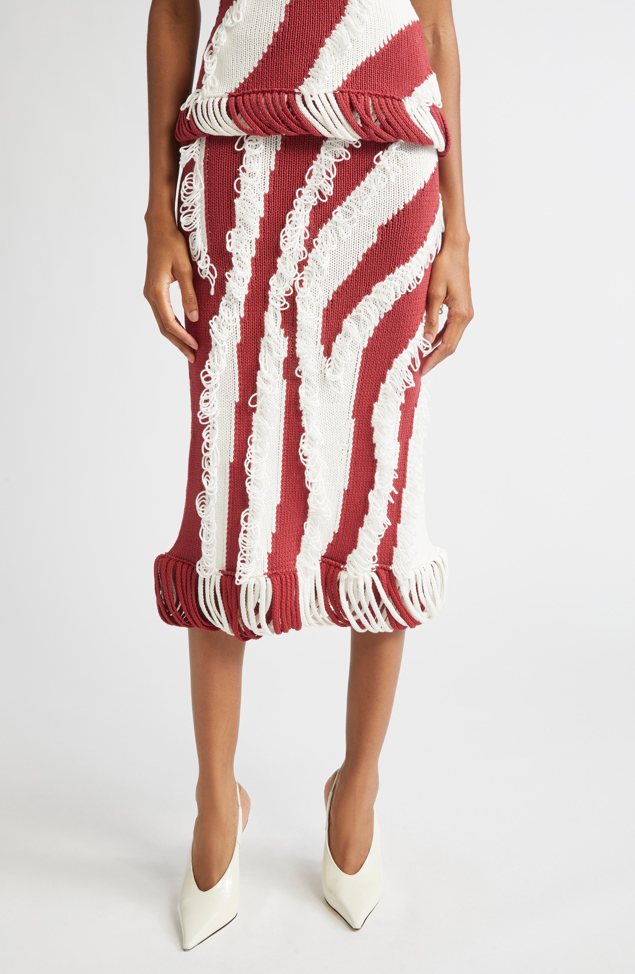 Diotima Roaring Knit Midi Skirt in Paprika-White at Nordstrom - 1