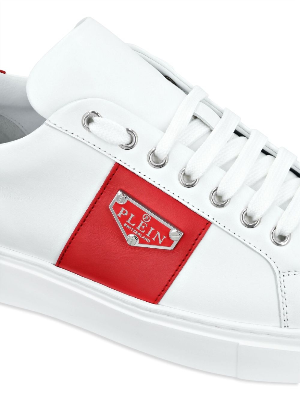 logo-plaque panelled sneakers - 4