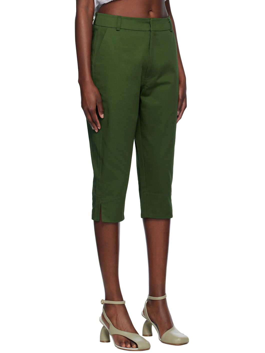 Green Sami Cropped Gabardine Trousers - 2