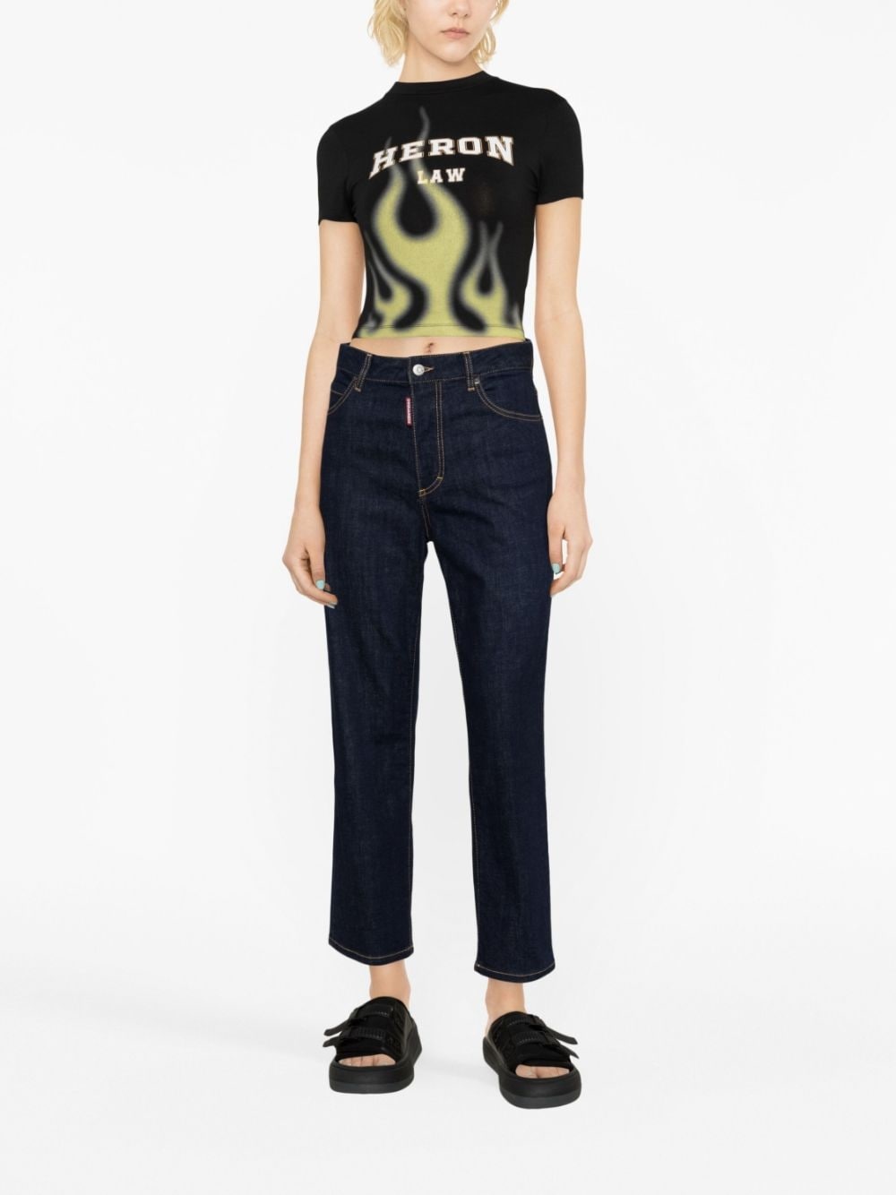 logo-patch straight-leg jeans - 2