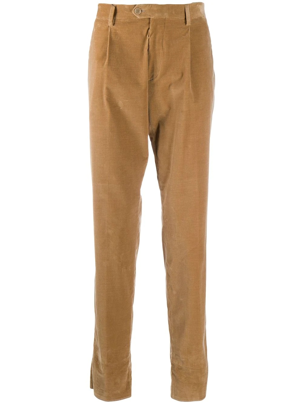 velvet-effect slim-fit trousers - 1