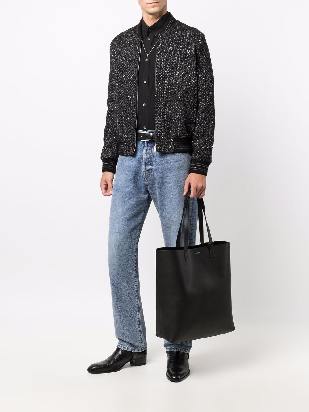 Saint Laurent Paris Men Bold Leather Tote Bag - 5