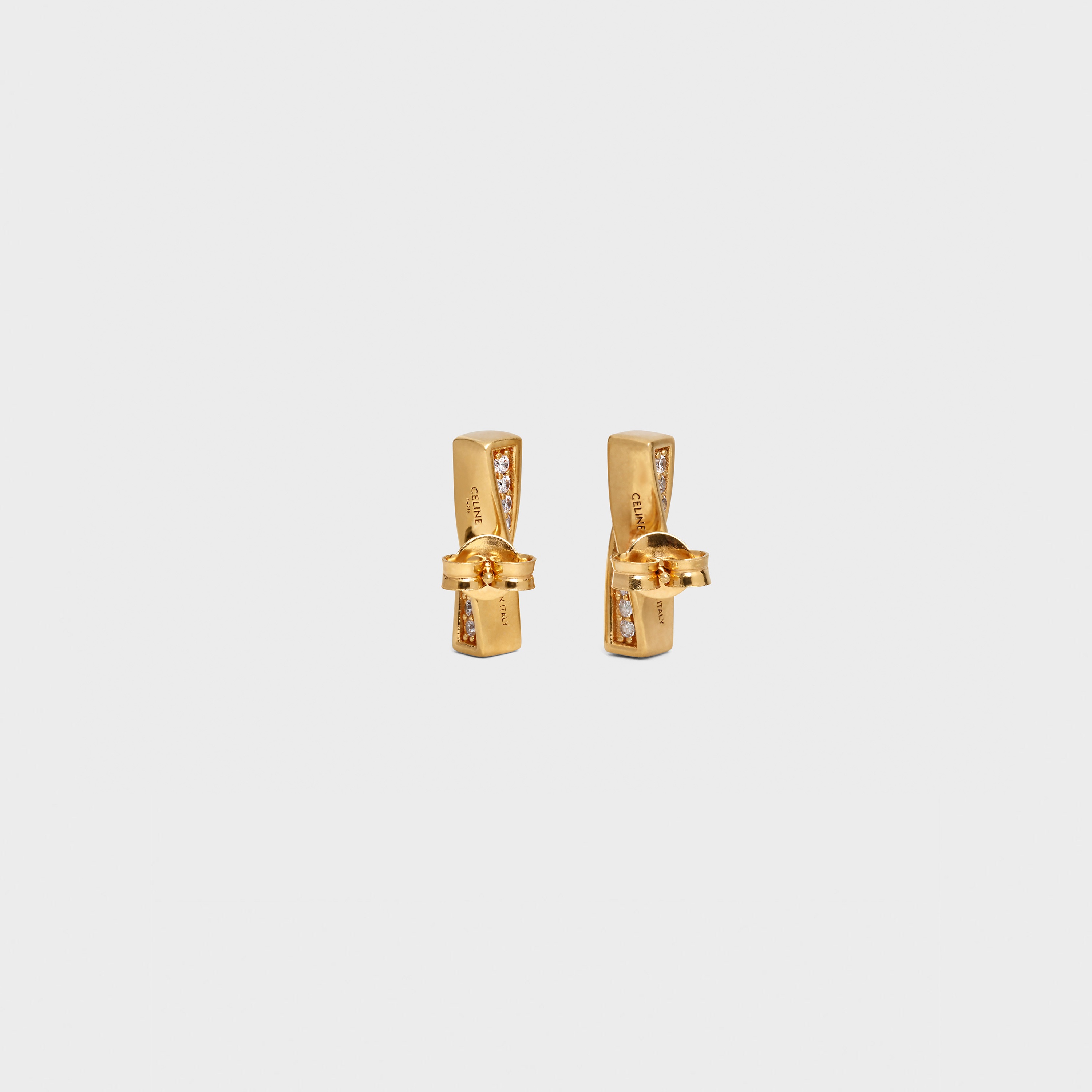 Edwige Studs in Brass with Gold finish and Crystals - 3