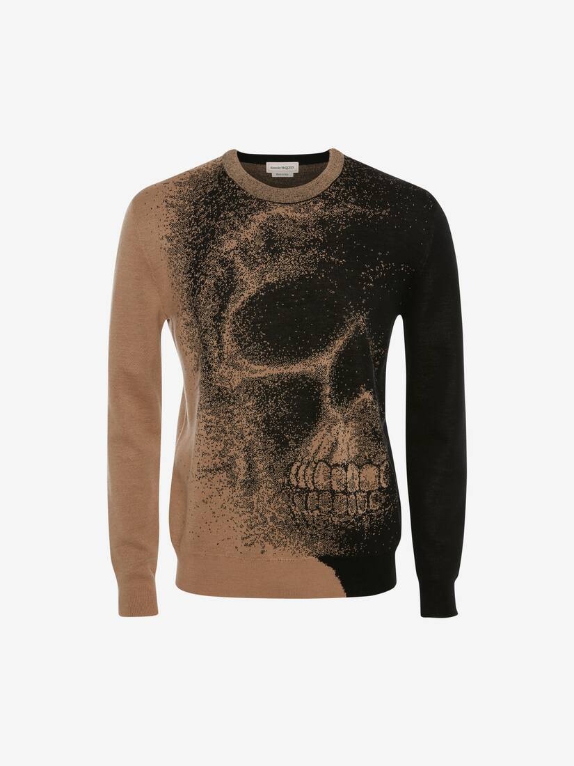 Skull Jacquard Jumper in Black/beige - 1