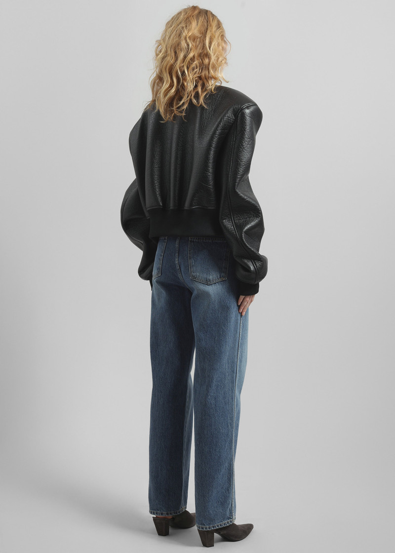 Glane Faux Leather Bomber Jacket - Black 12
