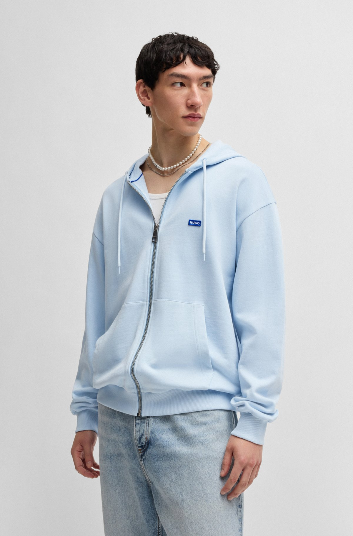 ZIP-UP HOODIE IN FRENCH TERRY COTTON WITH LOGO - 2