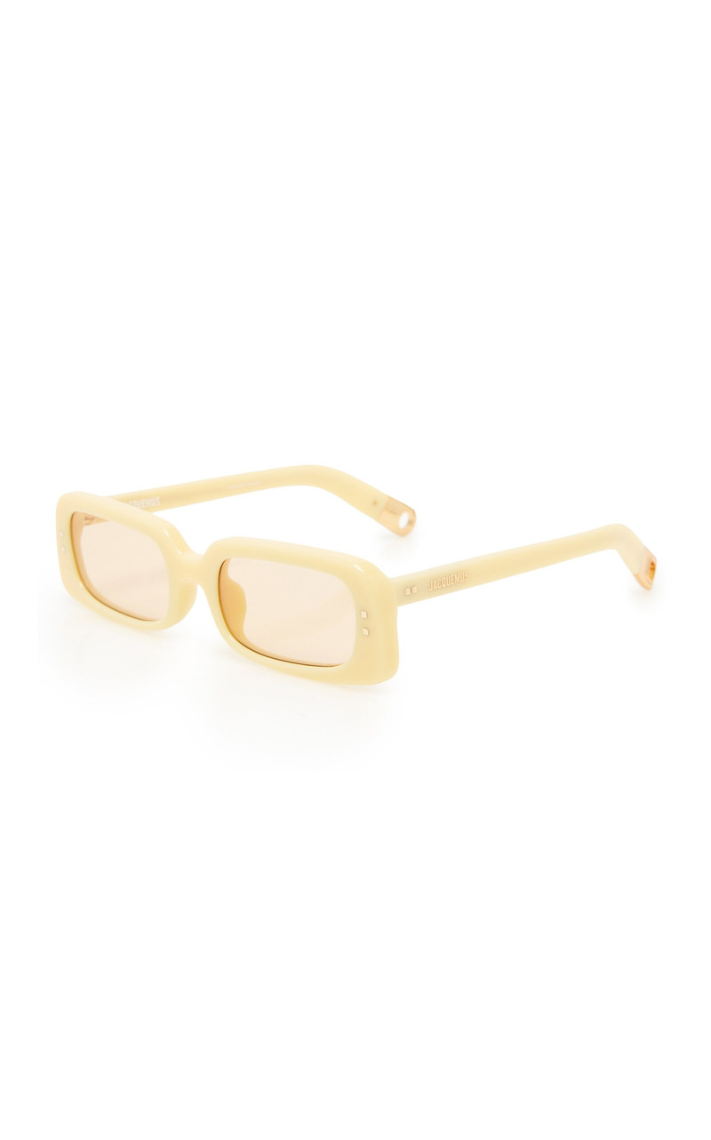 JACQUEMUS Rectangle-Frame Acetate Sunglasses yellow outlook