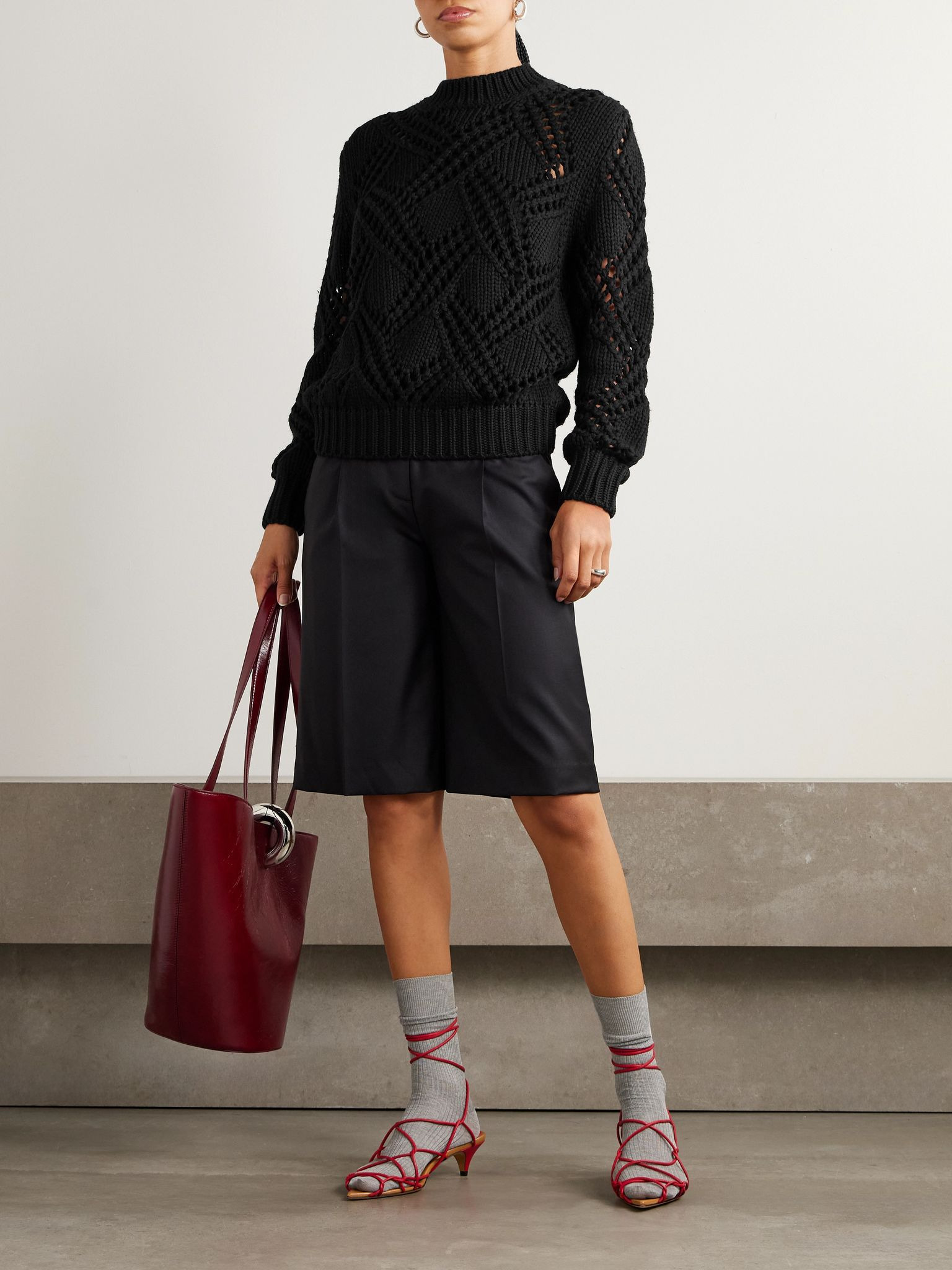 Open-knit wool sweater Black - 2