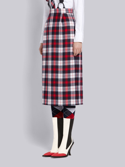 Thom Browne Tricolor Wool Twill Tartan Check High Waisted Pencil Skirt outlook