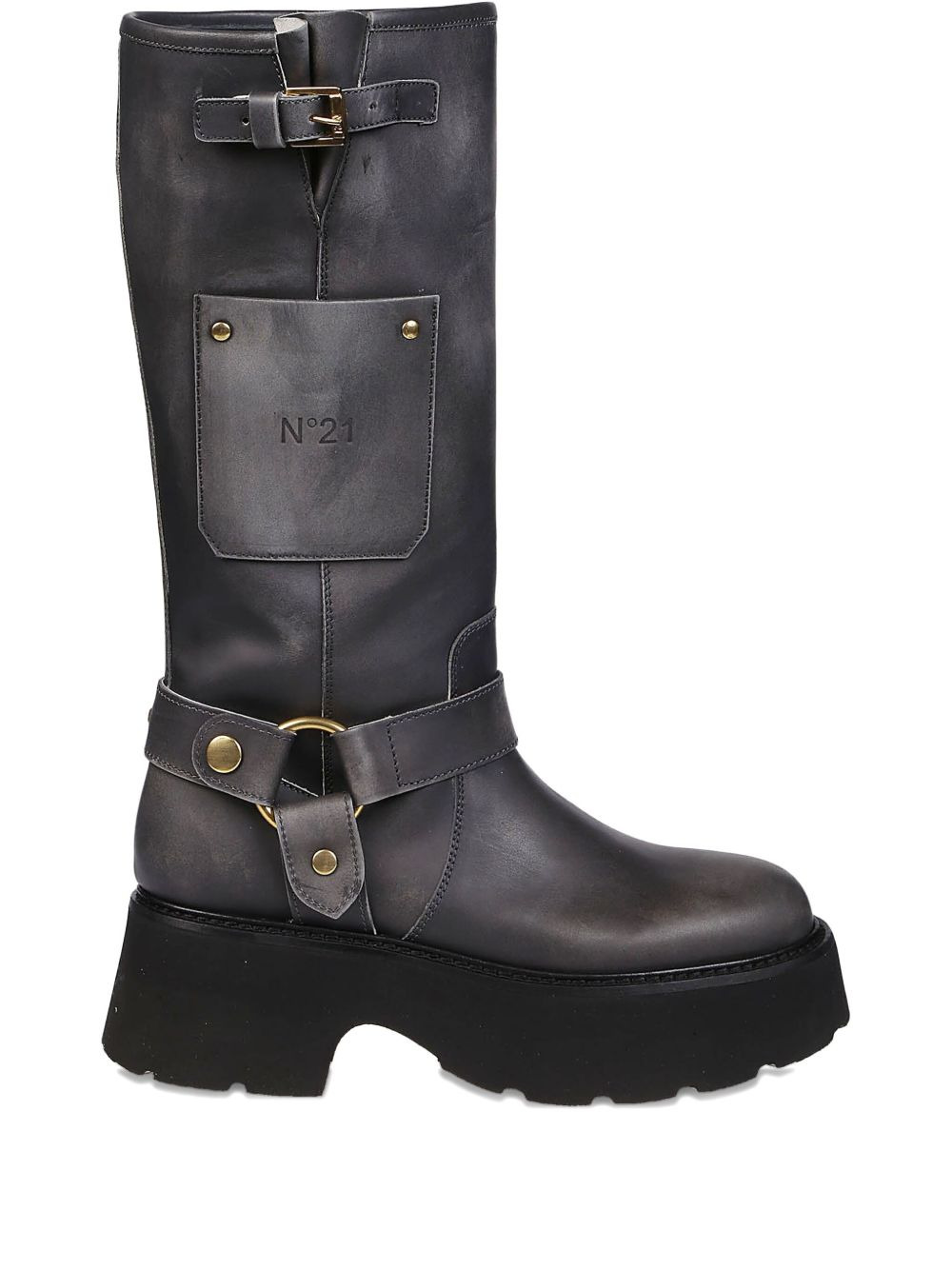 60mm buckle-strap platform boots - 1