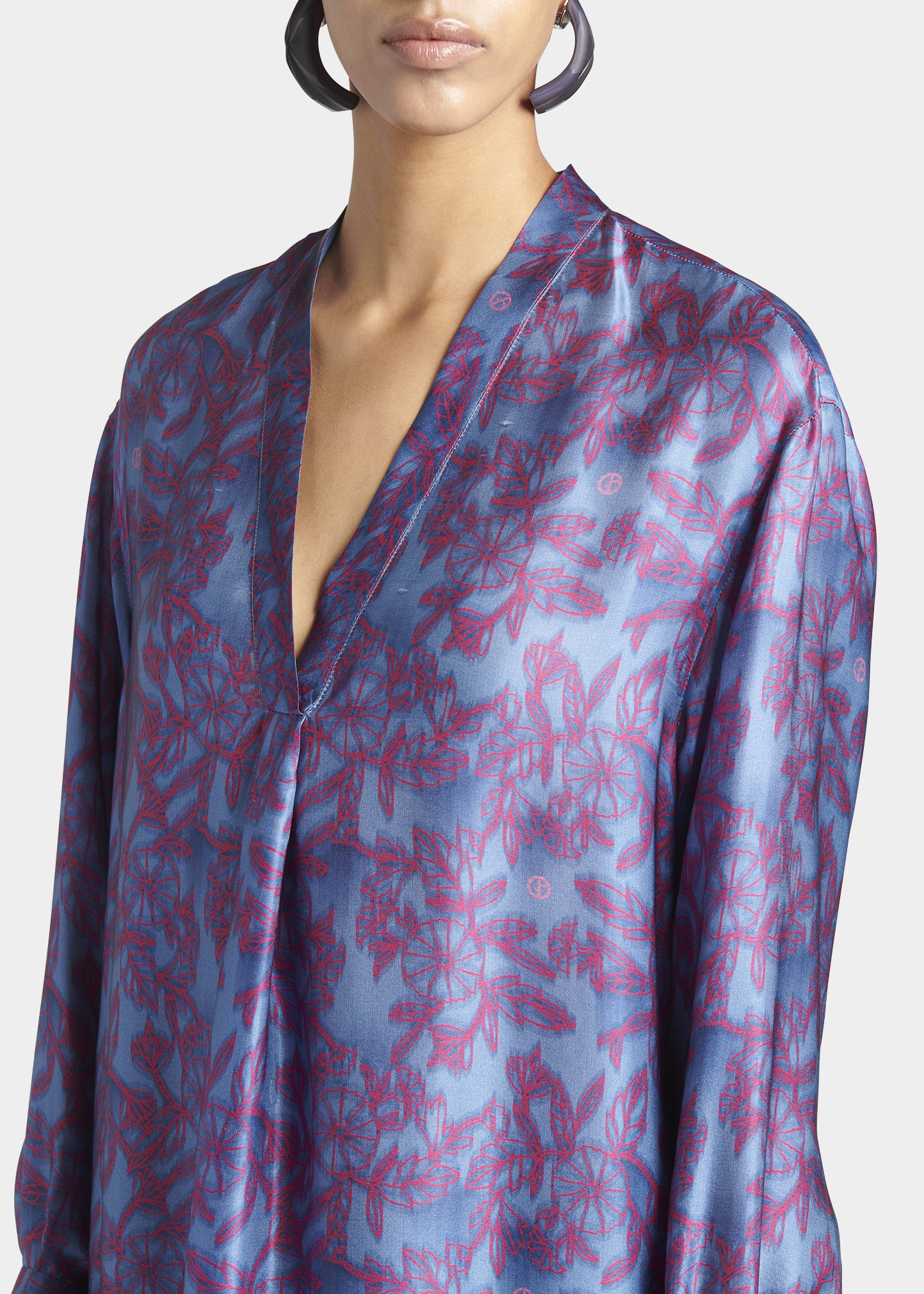 Floral-Print Silk Tunic Dress - 3