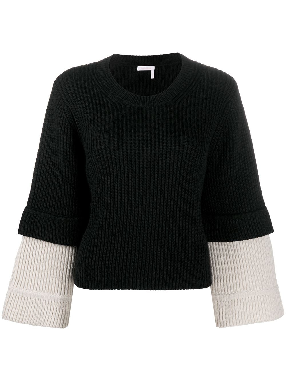 knitted wide sleeve jumper - 1