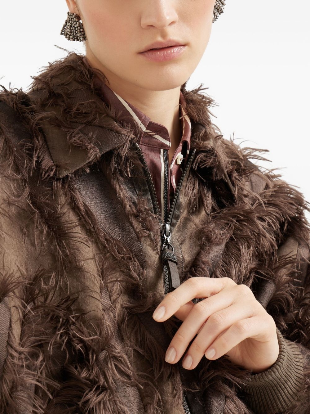 feather-trimmed bomber jacket - 6
