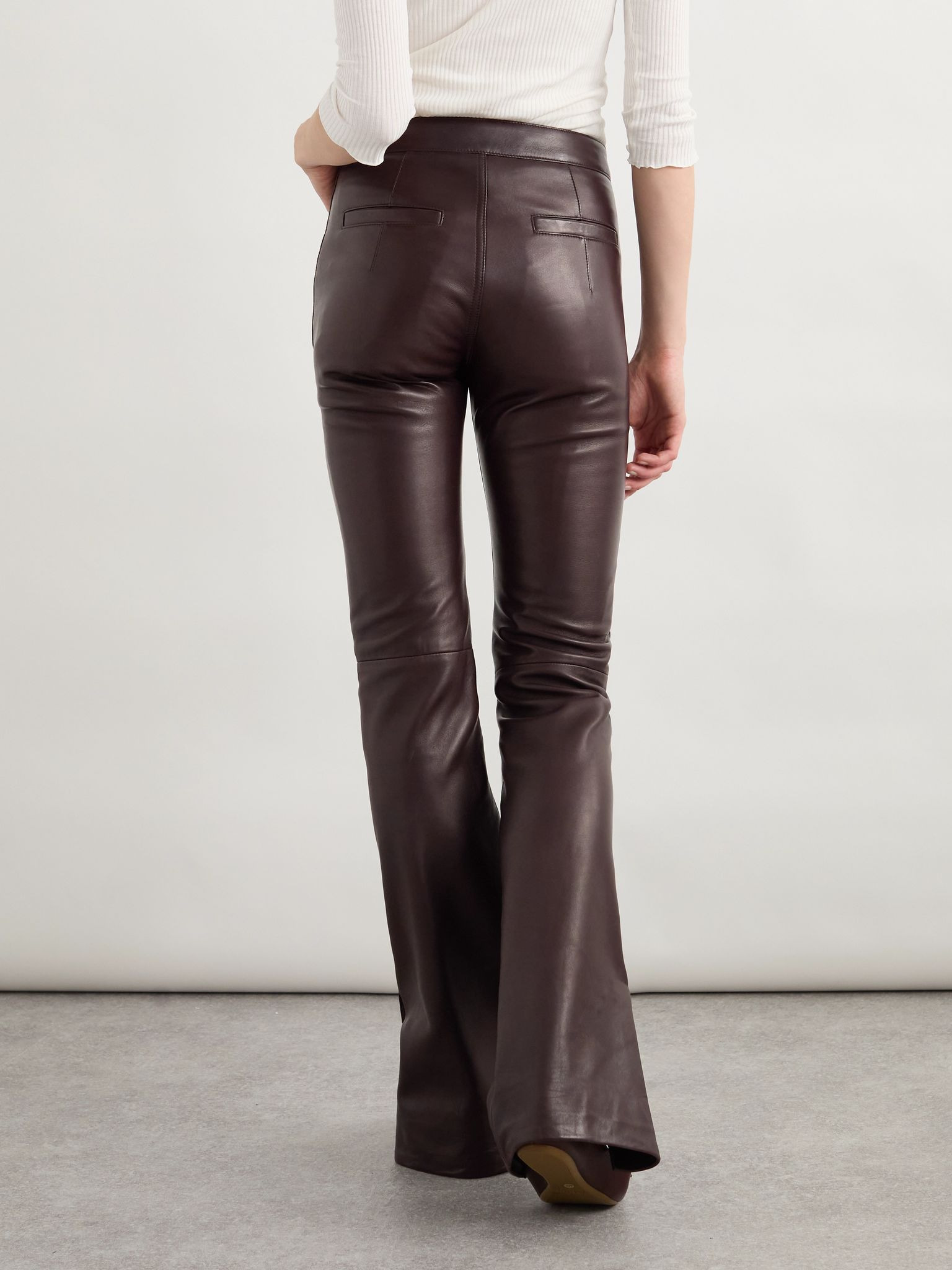 Leather flared pants Brown - 4