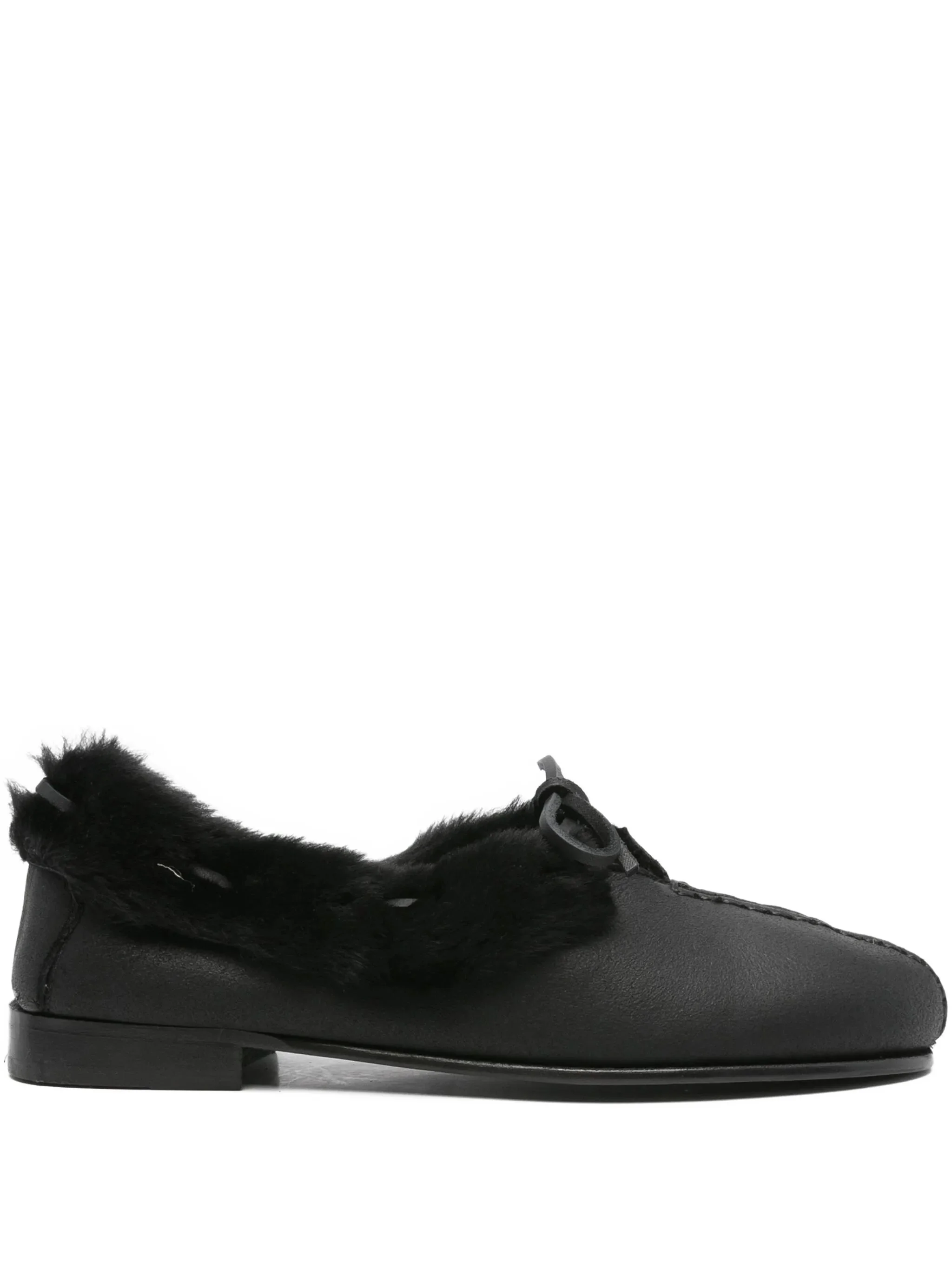Hereu Fur-trimmed Leather Loafers - 1