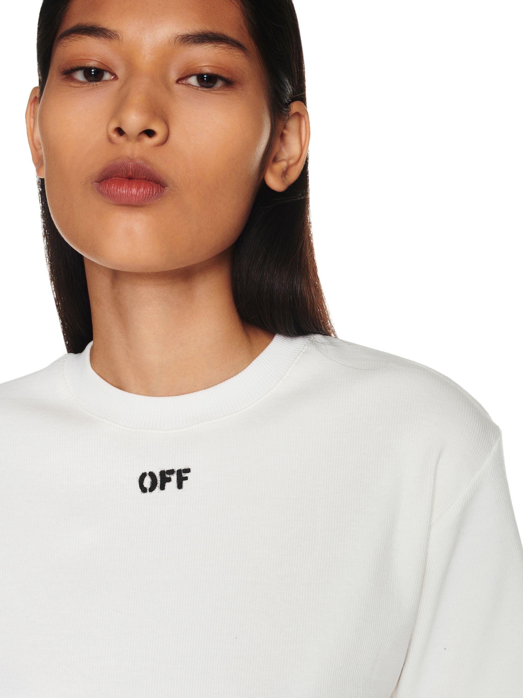 Off Stamp Ribbed Cropped Tee - 5