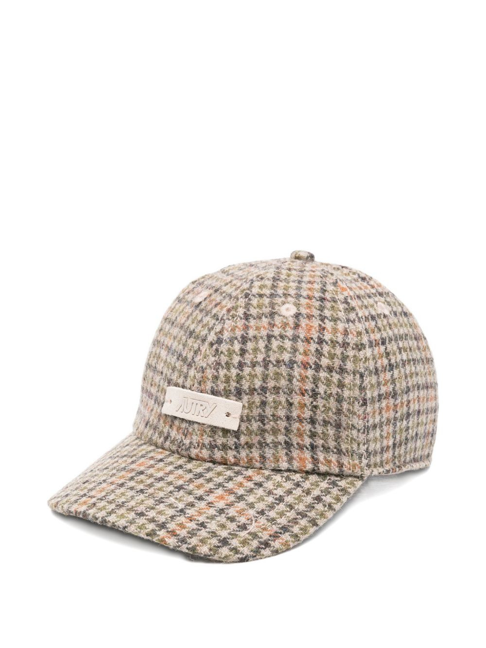 houndstooth-pattern wool-blend cap - 1