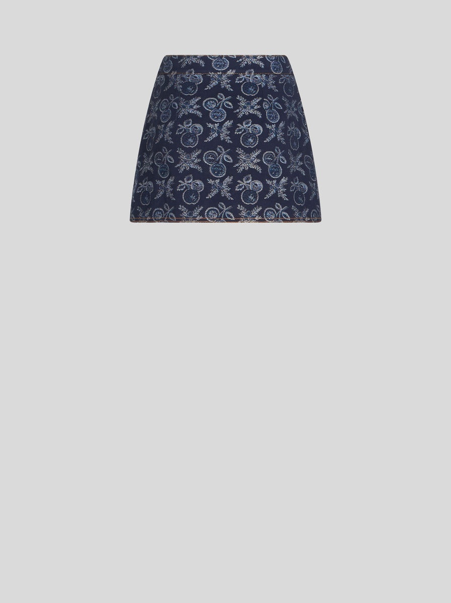 MINI DENIM JACQUARD SKIRT - 5