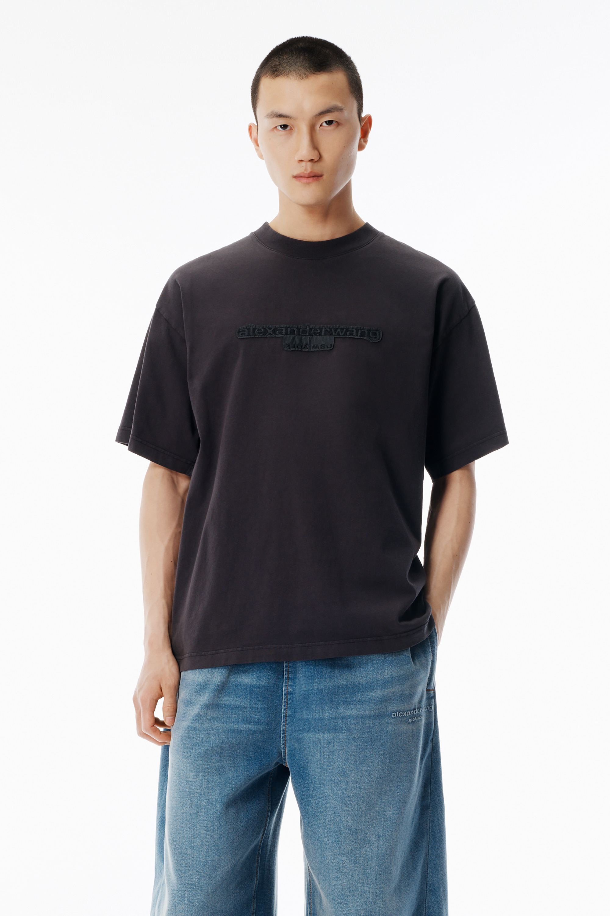 Washed Grey Jersey Logo Long-Sleeve Tee - 2