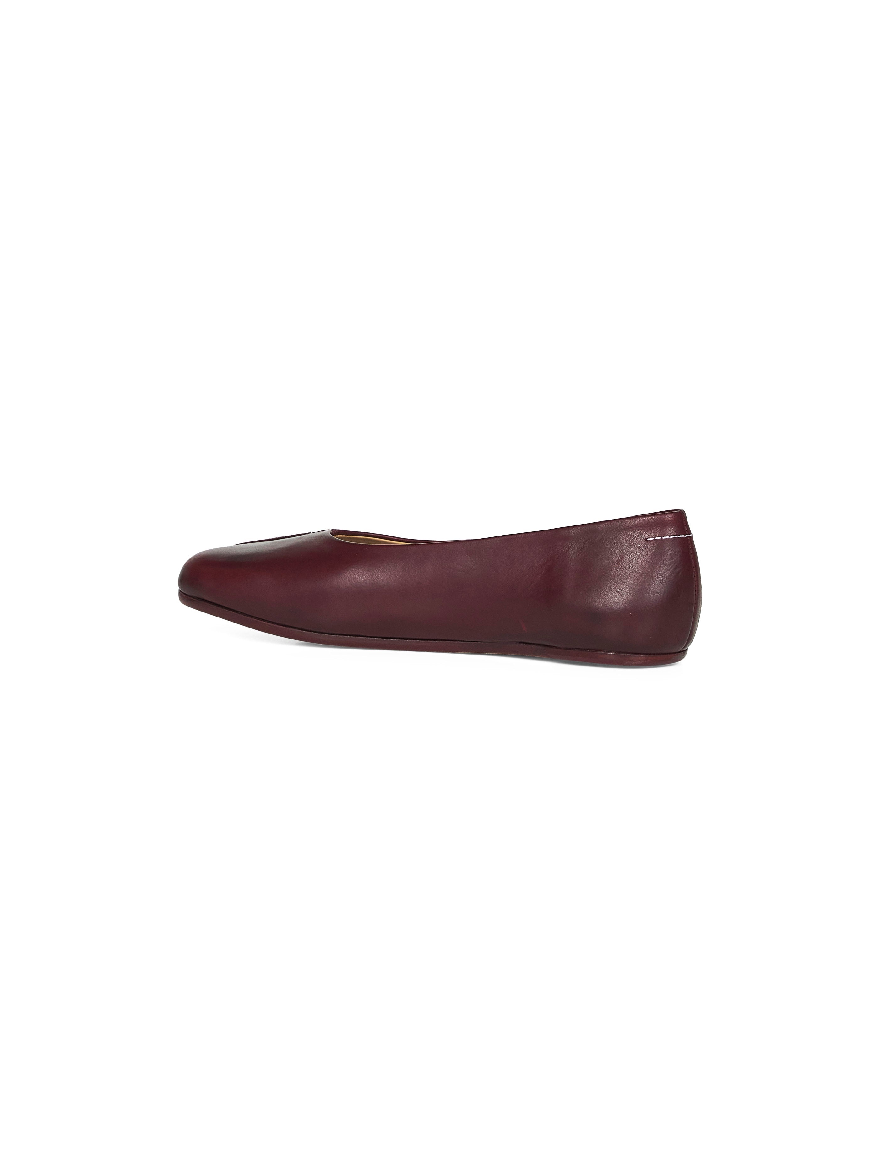 Burgundy stitch-out leather ballet flats - 3