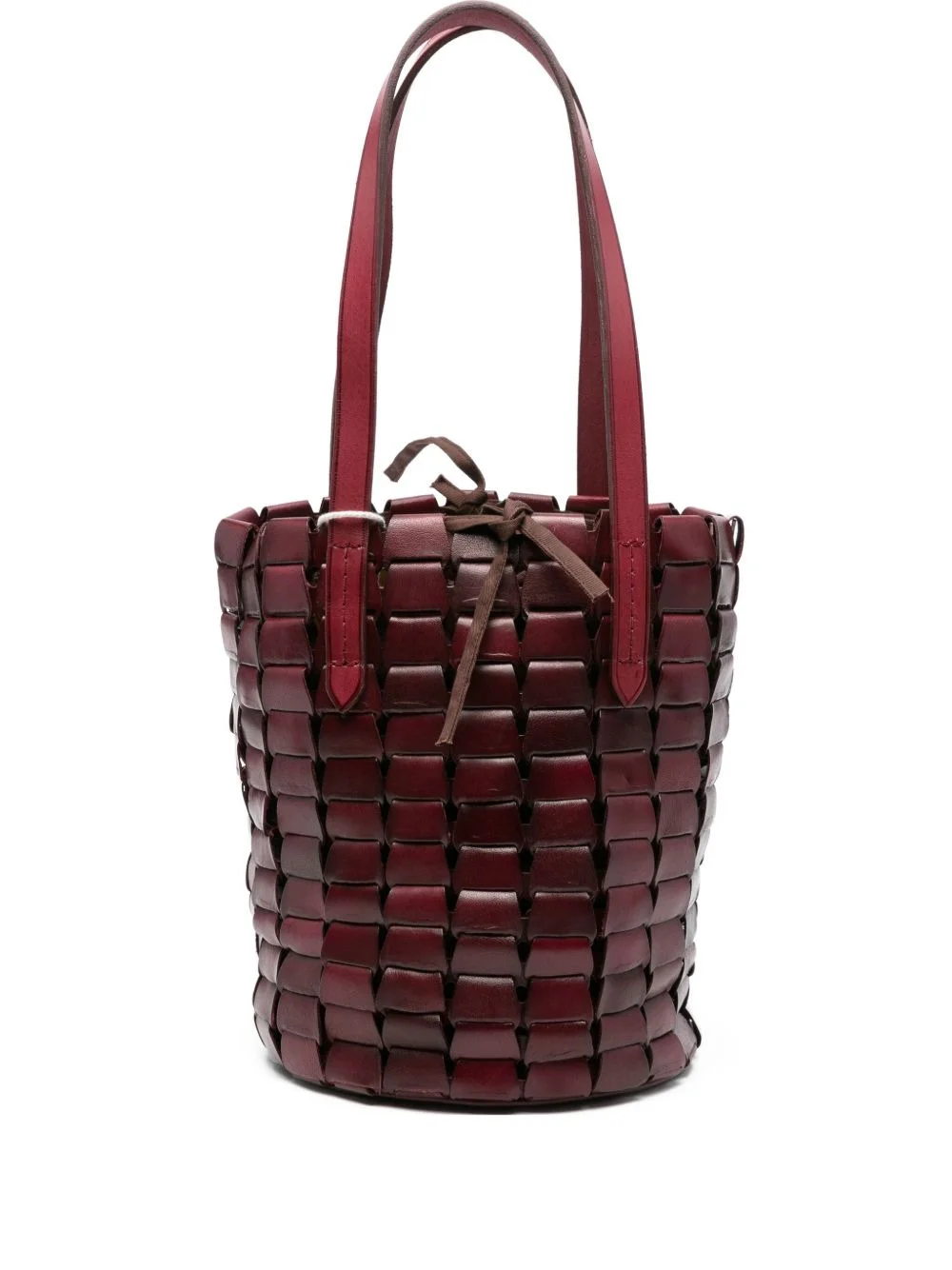 leather-woven bucket bag - 1