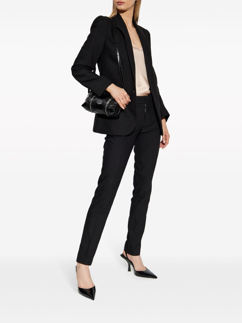 logo embellished mid-rise skinny trousers - 2