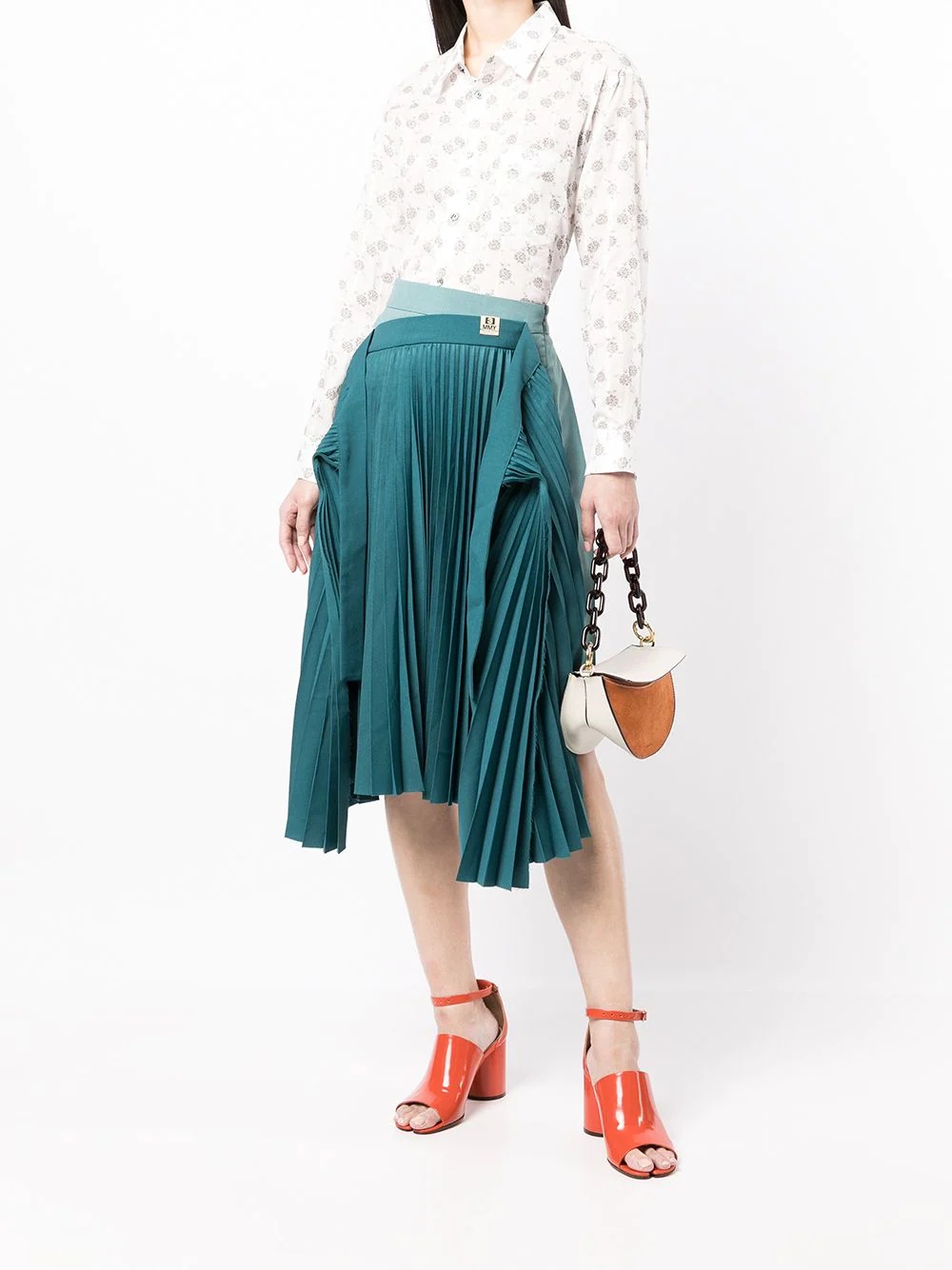 pleated asymmetric skirt - 2