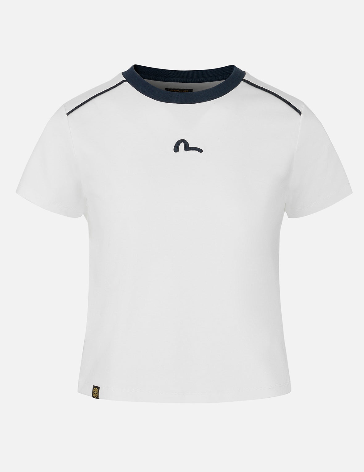 Contrast 3D Seagull and Slogan Embroidery Slim Fit T-Shirt - 2