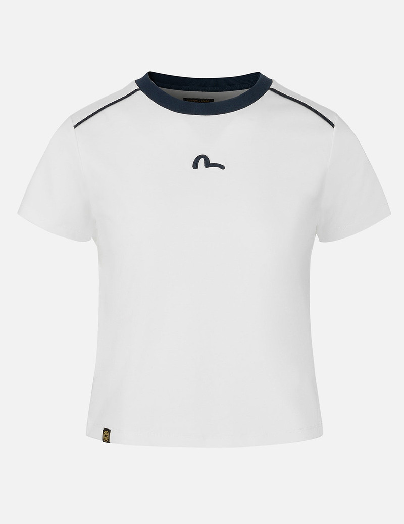 EVISU Contrast 3D Seagull and Slogan Embroidery Slim Fit T-Shirt outlook