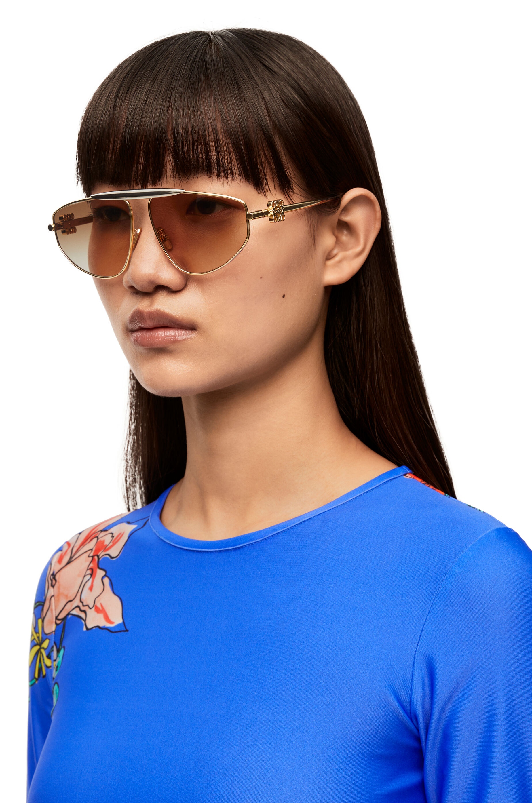 Loewe Spoiler New Aviator Sunglasses In Metal Reversible 7022