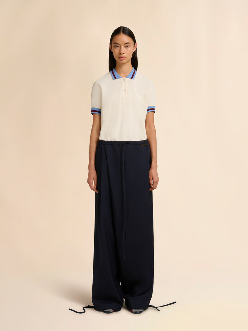 Marni BLUE TROPICAL WOOL DRAWSTRING TROUSERS outlook