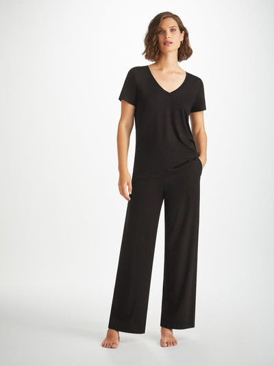 Derek Rose Women's Lounge Trousers Basel Micro Modal Stretch Black outlook