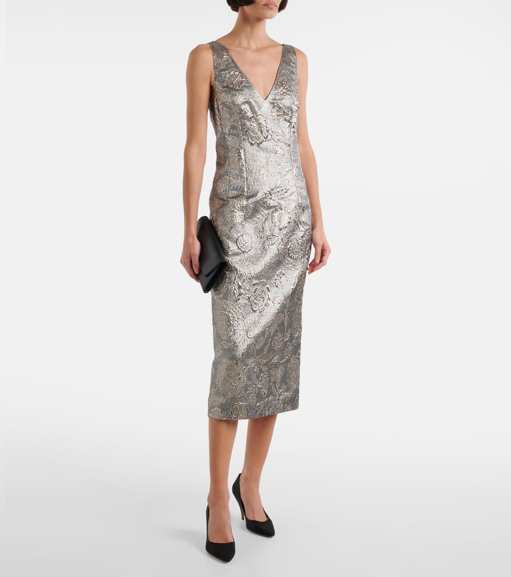 Floral brocade cocktail dress - 2
