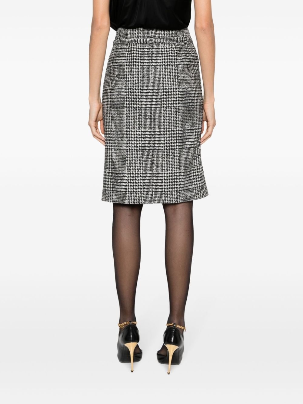 check-print pencil skirt - 4