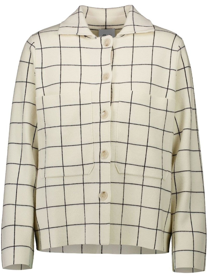 grid-pattern cardigan 1