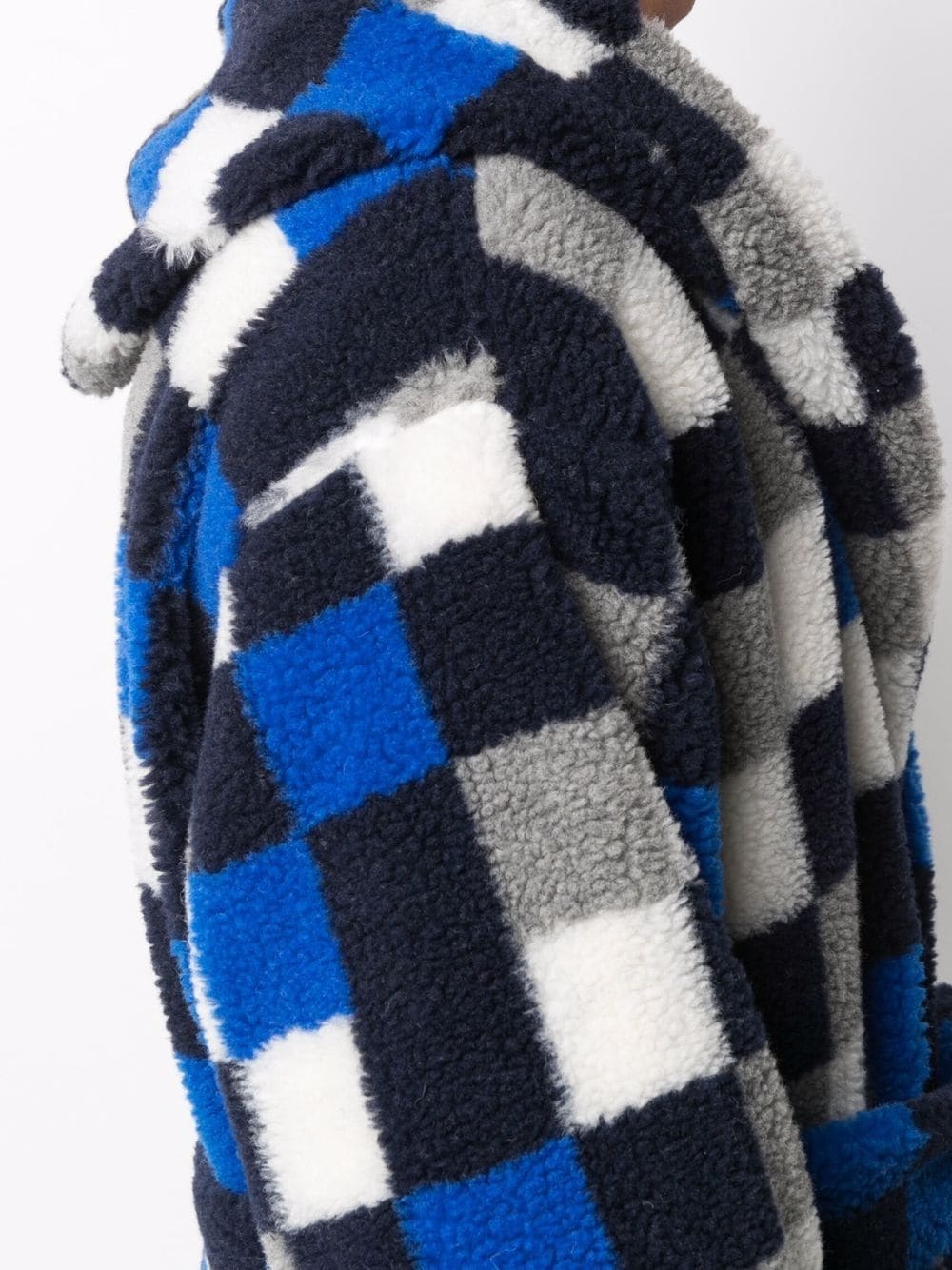 checkerboard pile hooded robe - 5