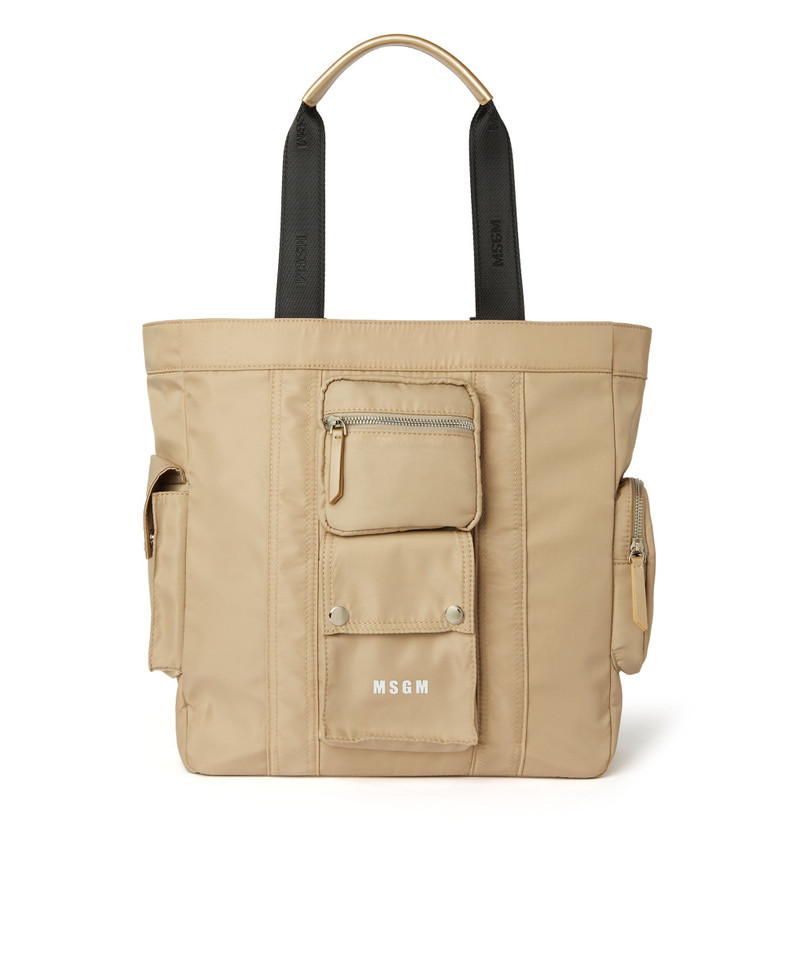 Multi-pocket nylon tote bag 1