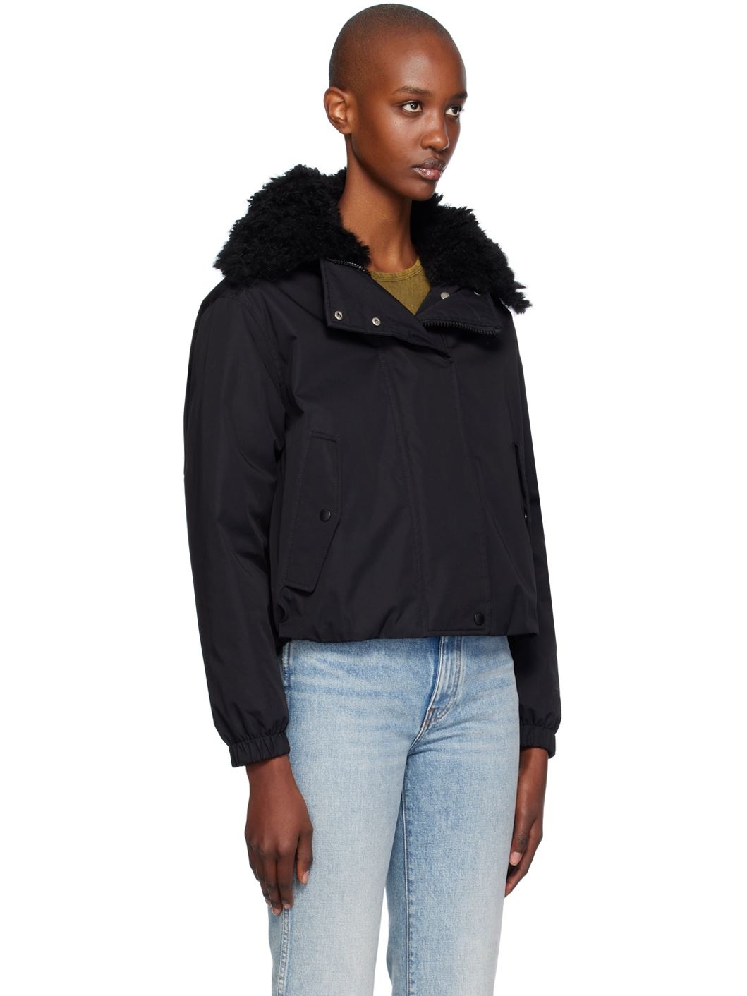 Black Lambswool Short Parka Down Jacket - 2