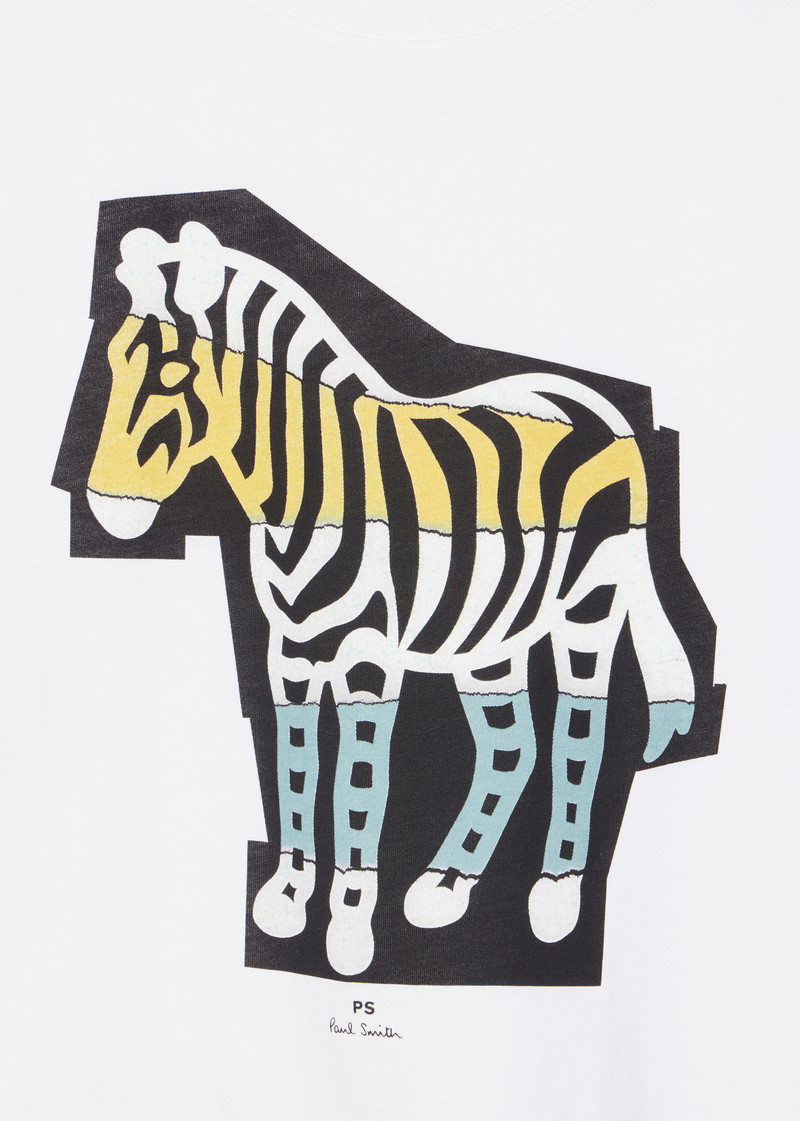 Paul Smith White 'Zebra Cutout' Print T-Shirt outlook