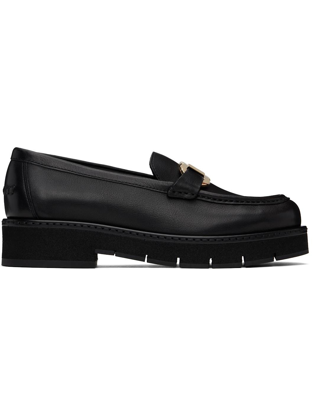 Black Gancini Ornament Loafers - 1